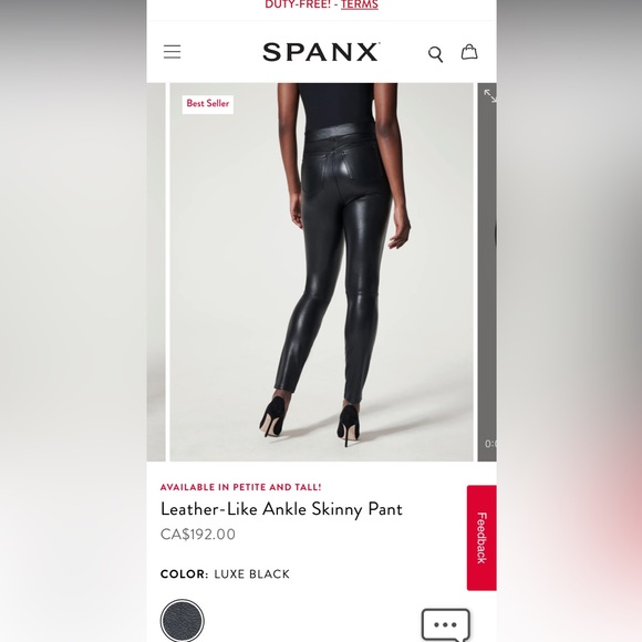 Spanx Leather-Like Ankle Skinny Pant Tall inseam black XL - Picture 7 of 7